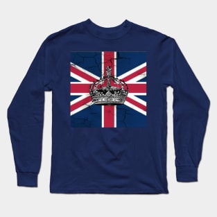 1980s dark academia British union jack flag jubilee vintage crown Long Sleeve T-Shirt